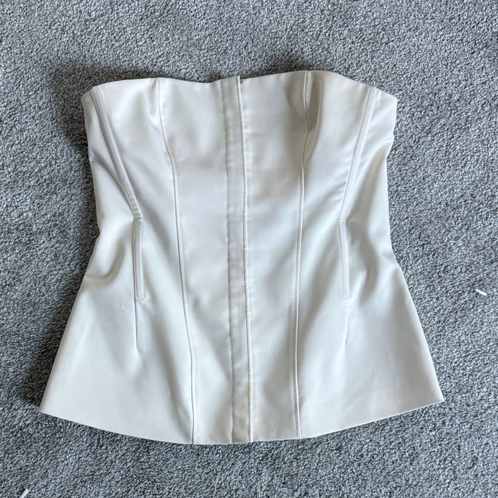 Theory Cream Zip-Up Corset Top